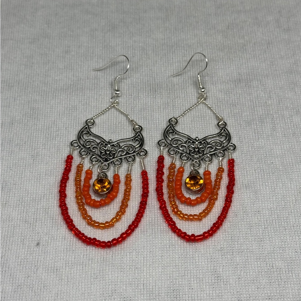 Chic Silver and Vibrant Beaded Earrings